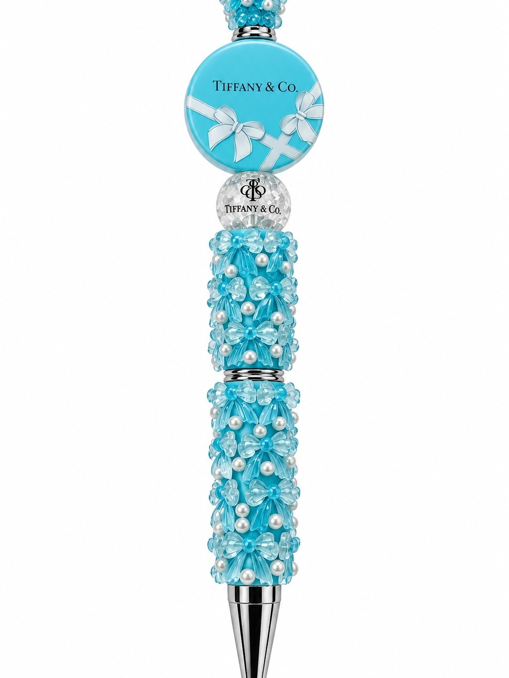 Blue Glam Handmade Beaded Twist Pen | Gift Ready - Picture 2 of 2